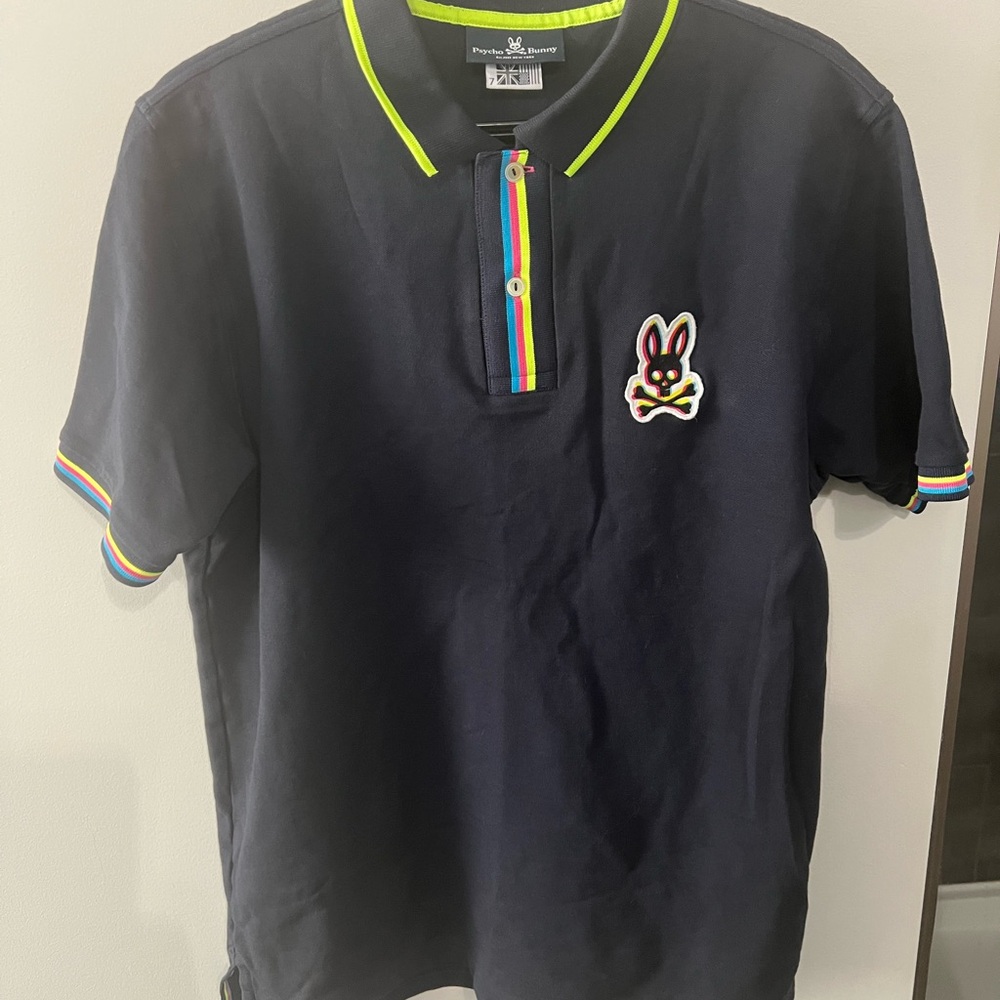 Psycho Bunny Navy Polo with Neon Accents